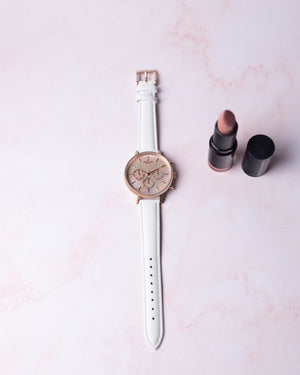 Moira - Pink Seashell / Rose Gold / White Leather