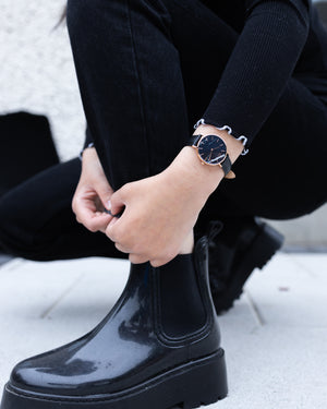Gossamer - Black Marble / Rose Gold / Black Leather
