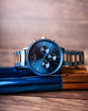 Moira - Blue Sunray / Blue / Blue-Rose Gold Link
