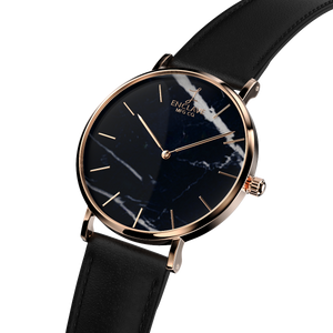 Gossamer - Black Marble / Rose Gold / Black Leather