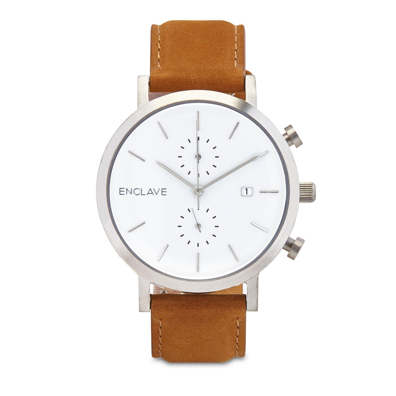 The Chrono - Silver / Brown Suede