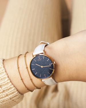 Gossamer - Sky / Rose Gold / White Leather