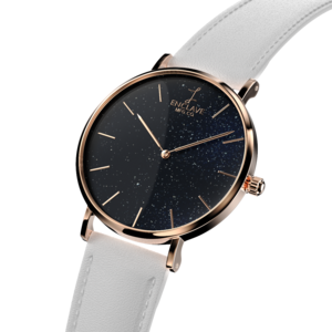Gossamer - Sky / Rose Gold / White Leather